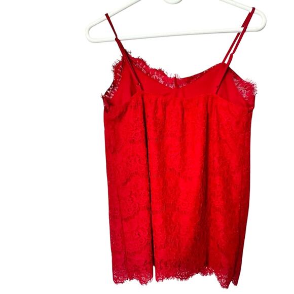 Monteau Los Angeles Red Thin Adjustable Strap Sleeveless V Front Blouse Sz M - Picture 9 of 9